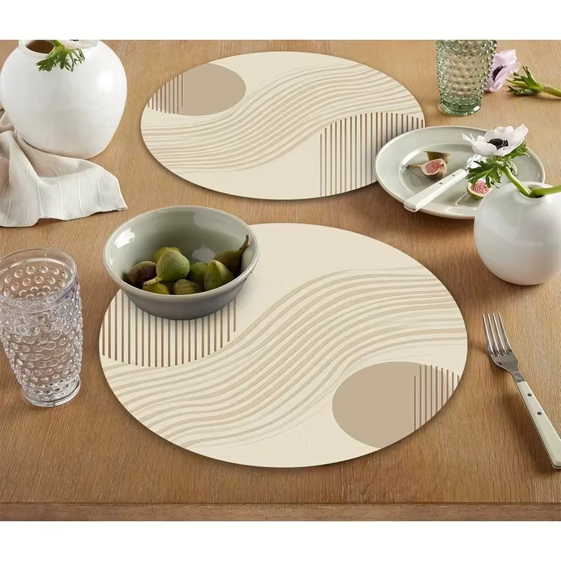 VIKAMA Tischsets 4-teilig rund aus Baumwolle minimalistisch und wasserdicht - Bild 2