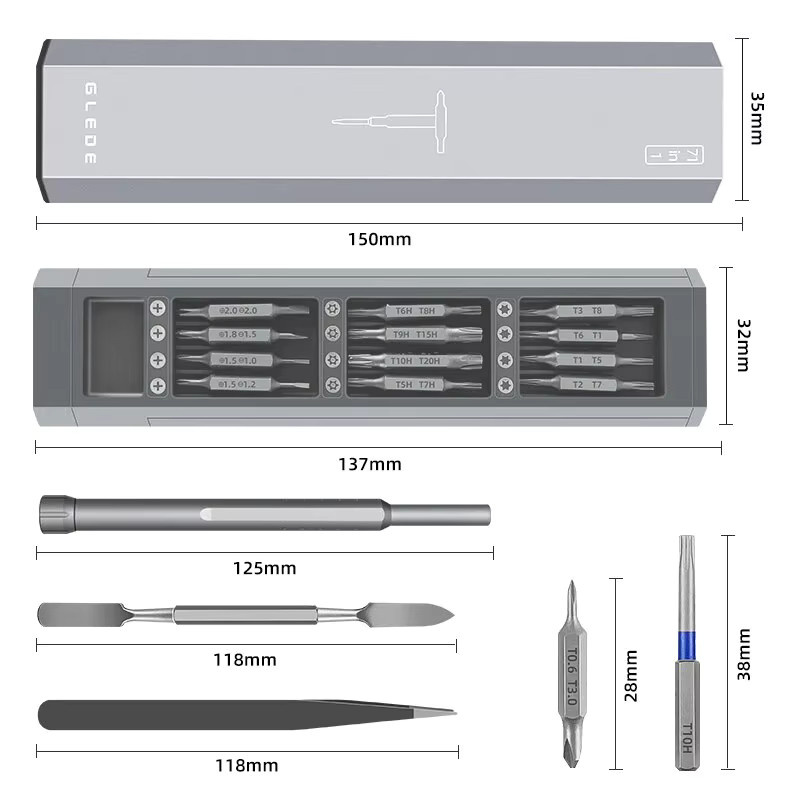 Galacok 71-in-1 Schraubendreher-Set mit magnetischen Bits in Grau für präzise Reparaturen an iPhone, Xiaomi, Uhren und PC - Bild 5