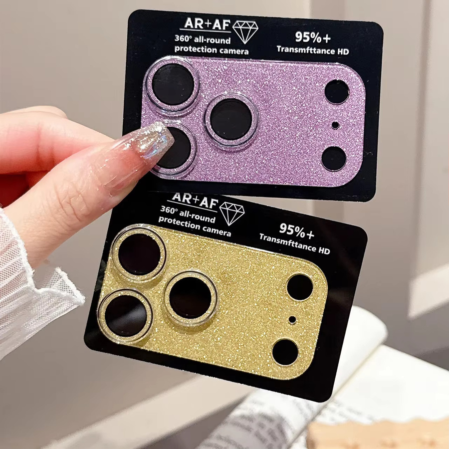 Kristall Laser Regenbogen Aurora Objektiv Schutzglas 9H für iPhone 17 16 15 Pro Max Plus in Multicolour/Silber - Bild 2