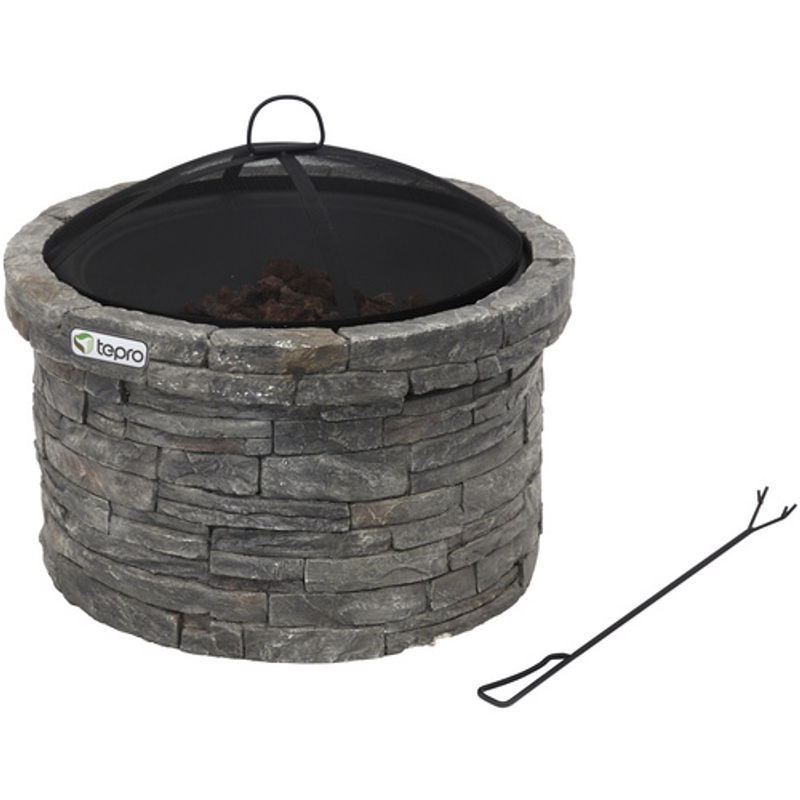 Tepro Feuerstelle Gladstone in Steinoptik mit Funkenschirm, schwarzgrau, Durchmesser: 67,5 cm, Höhe: 59 cm - Bild 4