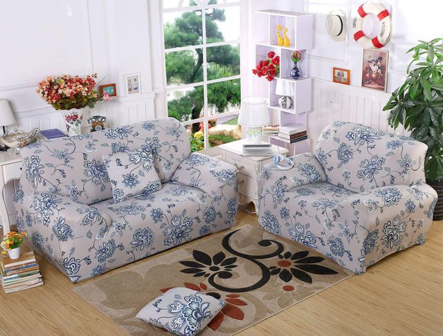 BC-Warm Home Rutschfester Stretch-Sofabezug in Beige mit Floral-Design für Sofas von 190 bis 230 cm - Bild 1