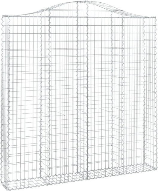 vidaXL Gabione mit Hochbogen aus verzinktem Eisen in Silber, B/T/H: 200 x 30 x 200/220 cm - Bild 1