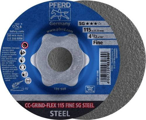 PFERD CC-GRIND FLEX Schleifscheibe SG STEEL für Stahl, Blau, Durchmesser: 115 mm, Breite: 22,23 mm - Bild 1