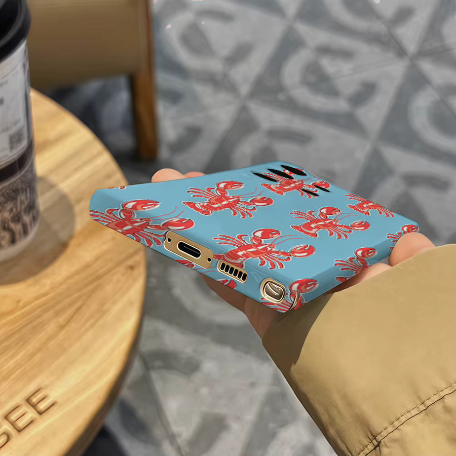 Stoßfeste Doppelschicht Handyhülle mit rotem Hummer Motiv für Samsung Galaxy S25 Ultra, S24 und S23 Ultra Plus in Blau - Bild 4