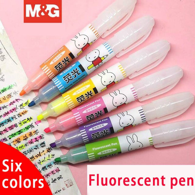 M&G Textmarker Set mit 6 farbigen Stiften in Multicolour und Purple für die Schule zum Hervorheben und Notieren - Bild 1