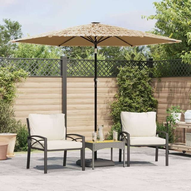 vidaXL Garten Sonnenschirm mit Strohdach und Stahlmast in Braun, B/T/H: 268 x 268 x 226 cm - Bild 2