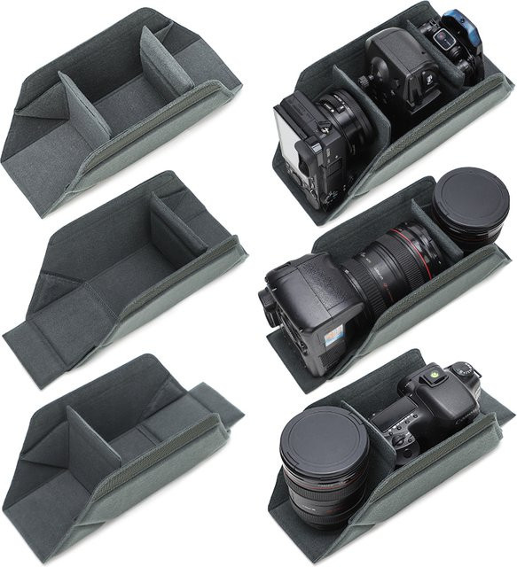 QISEMIAN DSLR-Kameratasche mit Objektivfächern und Handgriff in Schwarz und Grau - Bild 1