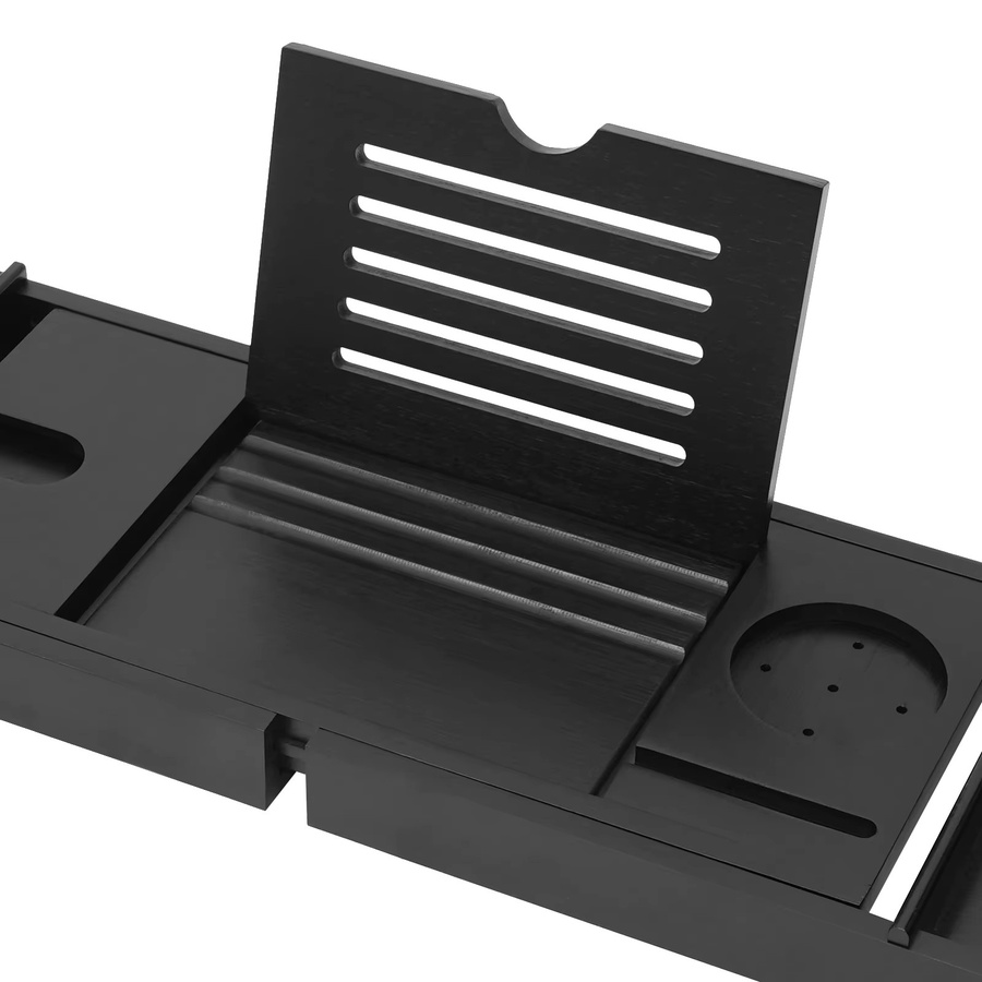 Bymaocar Badewannenablage aus Bambus, verstellbares Badewannenregal in Braun oder Schwarz, B/T/H: 75 x 170 x 42 cm - Bild 3
