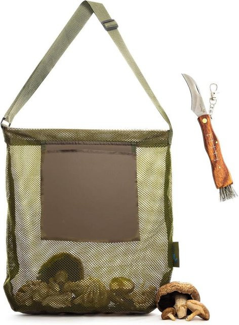 Nuvora Nest Pilzsammler-Set in Grün mit Tasche, Edelstahlmesser und Bürste - Bild 1