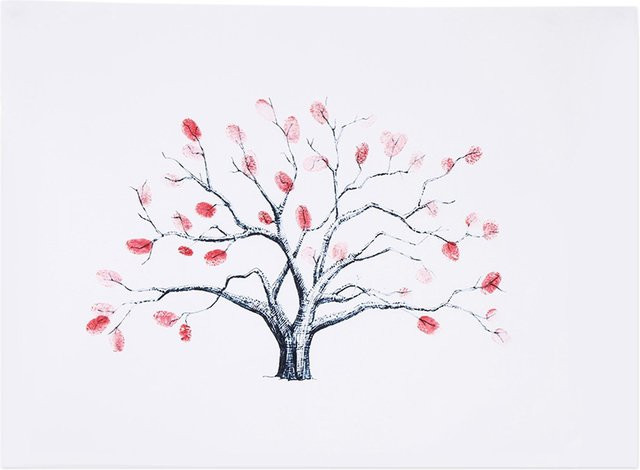 DIYelecs Fingerabdruck Baum Leinwand für Hochzeitsgäste mit Pfau-Motiv in Multicolour - Bild 1