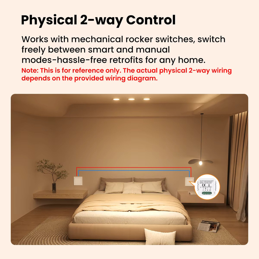 GIRIER Tuya WiFi Smart Switch Modul in Weiß mit RF433, Neutralleiter erforderlich, unterstützt Zwei-Wege-Steuerung und ist kompatibel mit Alexa und Google Assistant - Bild 2