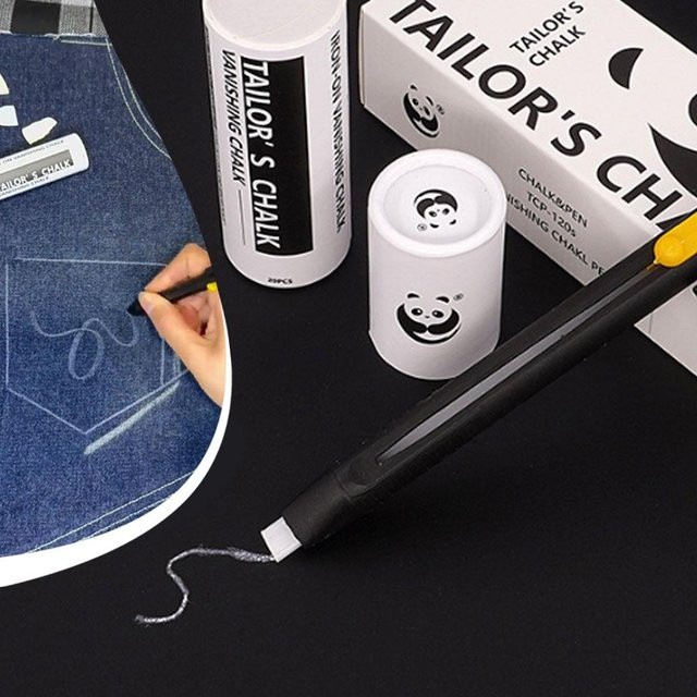 20er Set Unsichtbare Schneiderkreide und Malstift zur Positionierung beim Stoffschneiden in Silber und Weiß - Bild 1