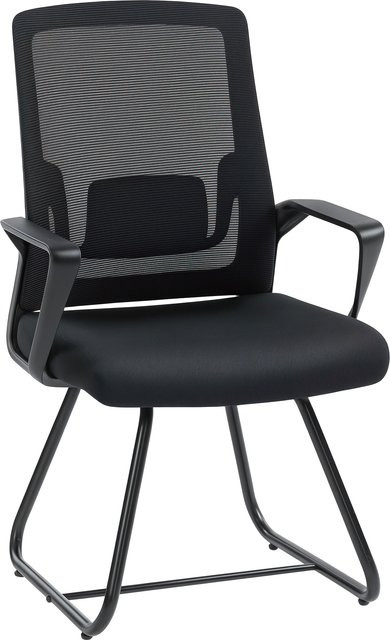 HOMCOM Ergonomischer Konferenzstuhl mit Armlehnen und Lendenstütze, Netzbespannung und Stahlbasis, Schwarz - Bild 1