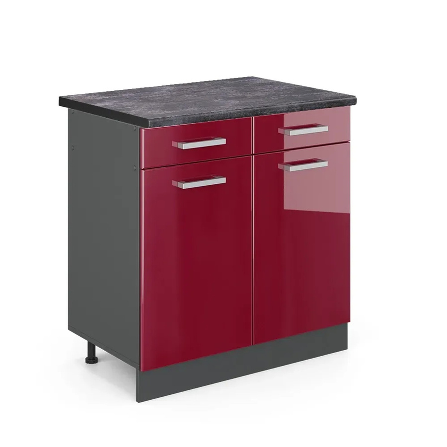 Vicco Küchenunterschrank R-Line Bordeaux Hochglanz Anthrazit B: 80 cm, T: 60 cm, H: 81,6 cm - Bild 2