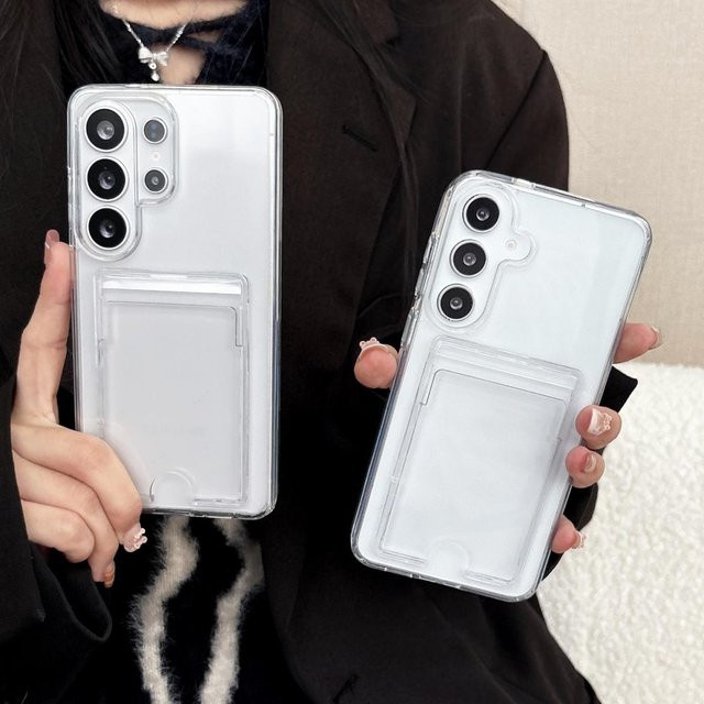 Samsung Handyhülle mit Fotofach und Kreditkartenhalter aus klarem Acryl für Galaxy S26 S25 S24 S23 S22 S21 S20 Note 20 Ultra 10 Plus transparent - Bild 1
