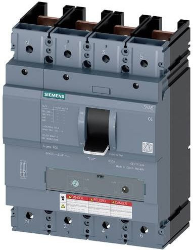 Siemens 3VA5335-6EF41-0AA0 Leistungsschalter in Grau mit einem Einstellbereich von 245 - 350A und einer maximalen Schaltspannung von 600V DC/AC - Bild 1