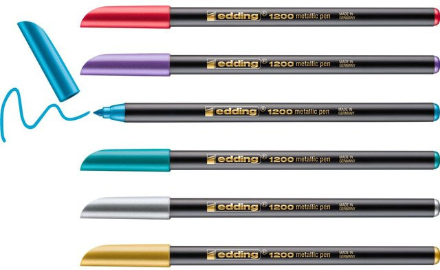 edding 1200 Colour Pen Metallic Set mit 6 mehrfarbigen Permanent-Stiften und Bullet-Spitze - Bild 1