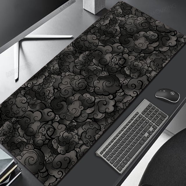 MOUPING Schreibtischunterlage Japan Wolken Design in Schwarz als großes Gaming Mousepad und Laptop Mauspad - Bild 1