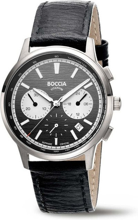 Boccia Chronograph, Titan, Quarz, 40 mm, Leder, Herren
