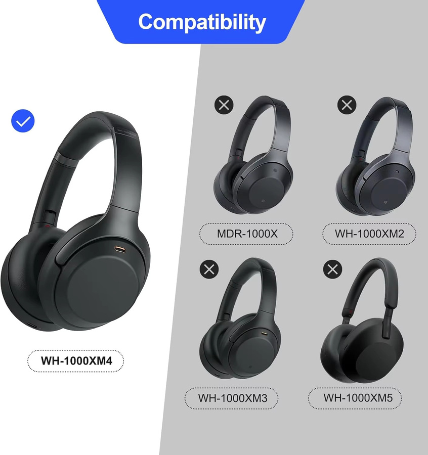 Ersatz-Ohrpolster für Sony WH-1000XM4 in Schwarz oder Gold, vegane Lederpolster mit geräuschisolierendem Schaumstoff für Over-Ear-Kopfhörer - Bild 6