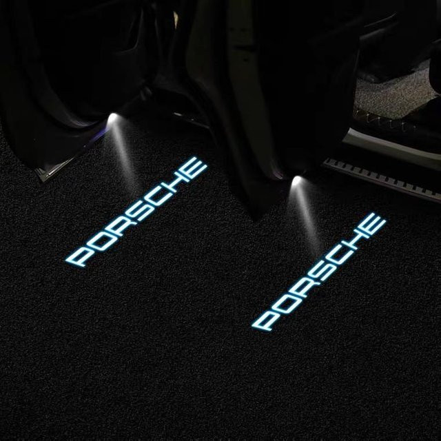 2 Stück LED Auto Tür Willkommens Licht mit blauem Laser Projektor Logo für Porsche Macan 95B Boxster 955 957 958 911 - Bild 1