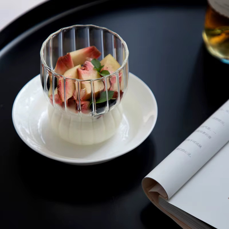 Gerippte Milchkaffee-Glastassen aus Glas, transparente Tumbler für Cocktails, Bier, Soda oder Saft, transparent - Bild 5