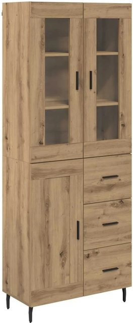 vidaXL Highboard 2-teilig in Artisan-Eiche aus Holz und Glas, B/T/H: 180 x 34 x 60 cm - Bild 1
