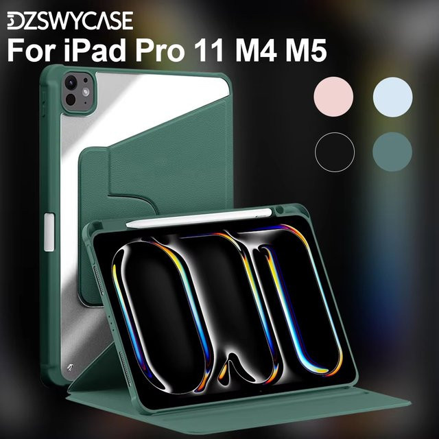 DZSWYCASE Schutzhülle für iPad Pro 11 M4 M5 2024 2025 mit Stifthalter und 360-Grad-Drehung in Blau und Grün - Bild 1