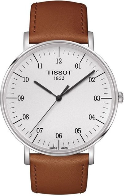 Tissot Armbanduhr, Quarz, Edelstahlgehäuse, 42 mm, Lederarmband, Weiß - Bild 1