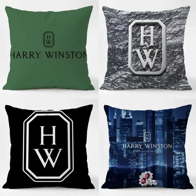 Harry Winston Kissenbezug aus Leinen in Weiß und Grün, quadratisch, B/T/H: 30 x 30 x 30 cm - Bild 1