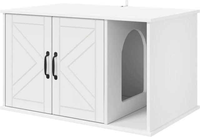 vidaXL Katzenhaus aus Holzwerkstoff in Weiß, B/T/H: 85 x 55 x 50 cm - Bild 1