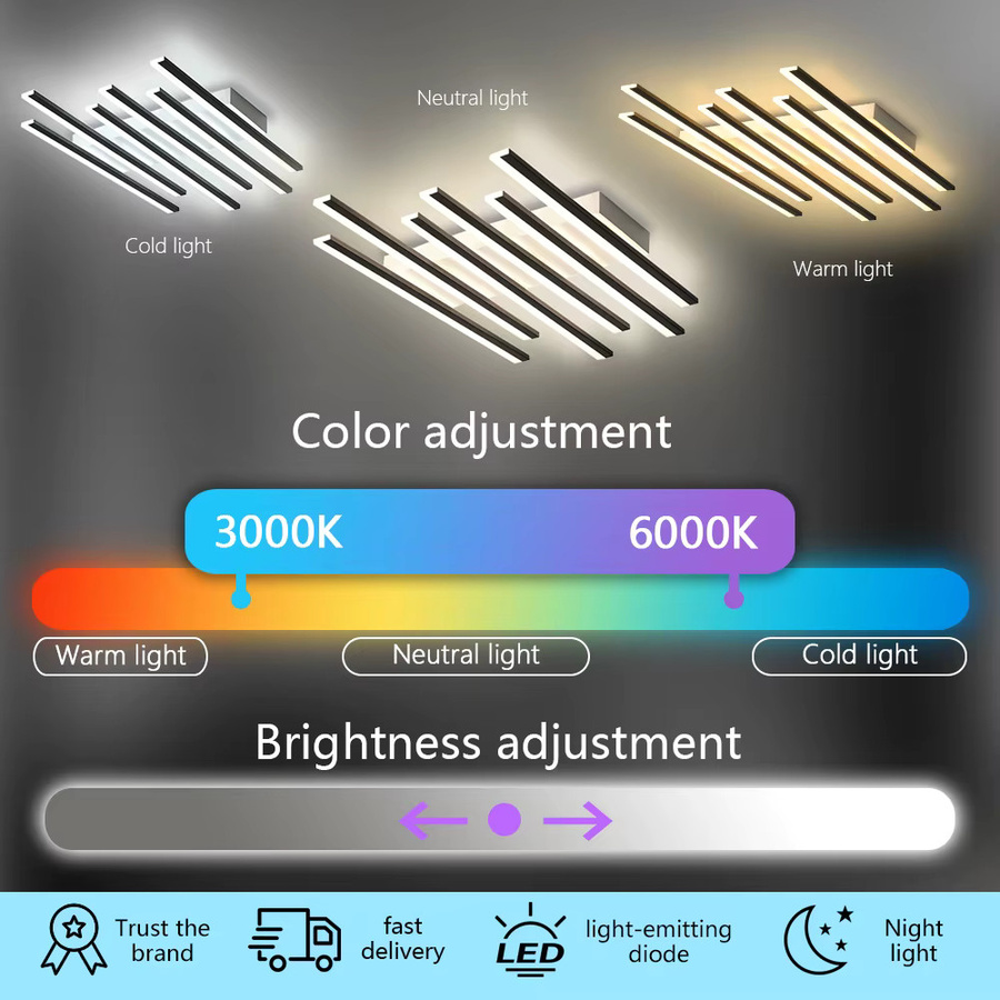 IRALAN LED Deckenleuchte im modernen Nordic Design für Wohnzimmer, Esszimmer und Schlafzimmer in Schwarz oder Weiß - Bild 4