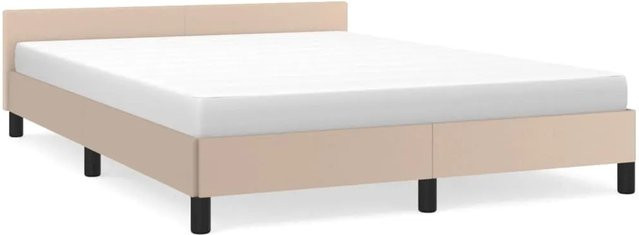 vidaXL Bettgestell mit Kopfteil in Cappuccino-Braun aus Kunstleder, B/H/T: 140 x 203 x 143 cm - Bild 1