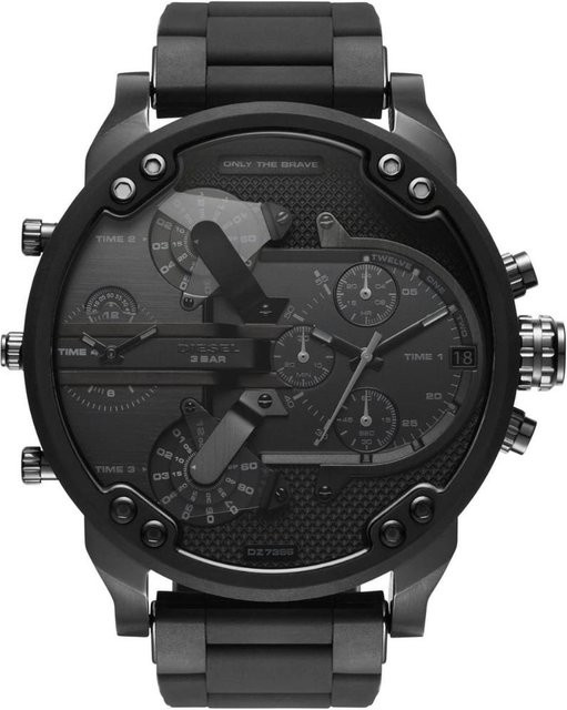 Diesel Chronograph, Herrenuhr, Edelstahl, Schwarz, Quarz, 57 mm - Bild 1