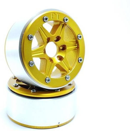 Metsafil Sixstar Crawler Felgen 1:10 aus Aluminium in Gold, 1 Paar - Bild 1