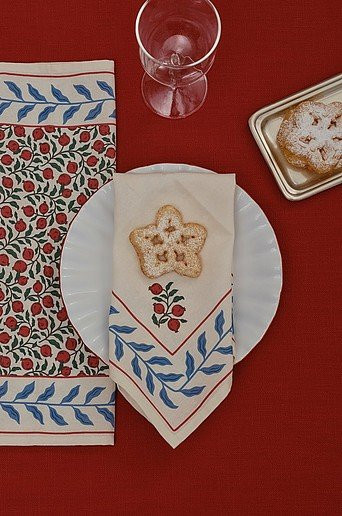 Jotex POMEGRANATE Servietten im 2er-Pack aus Baumwolle, Floral, Mehrfarbig und Weiß, B/B: 45 x 45 cm - Bild 1