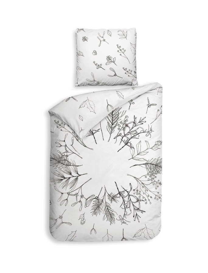 Heckett & Lane Renforce Bettwäsche Fresia White Gräser Zweige Wende, Baumwolle, B/H: 155 x 220 cm mit Kissenbezug 80 x 80 cm - Bild 1