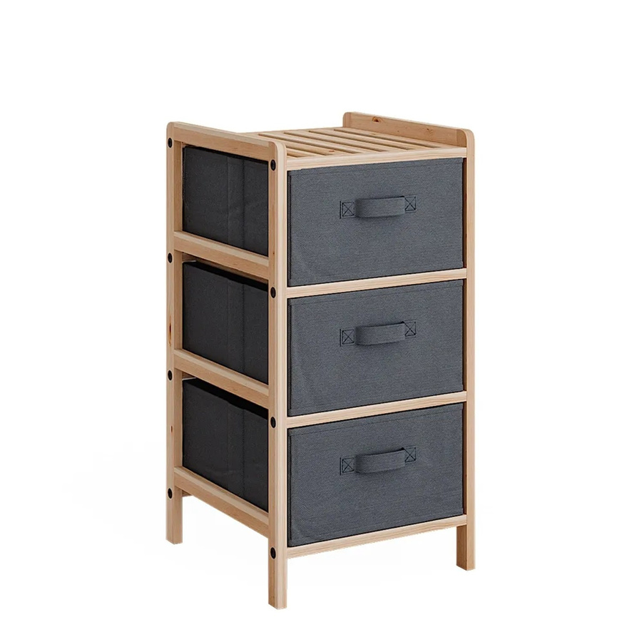 Vicco Badschrank Bruno Grau mit 3 Stoffschubladen B: 34,5 cm, H: 67 cm - Bild 3