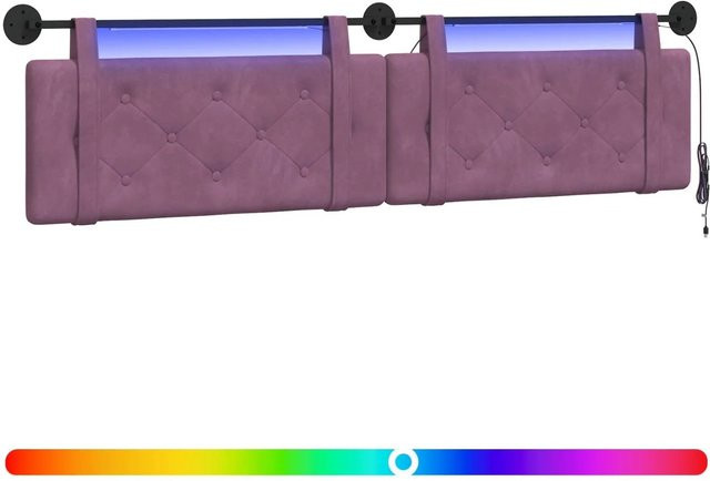 vidaXL Hängendes Kopfteil aus lila Samt mit integrierter LED-Beleuchtung, B/H: 210 x 55 cm - Bild 1