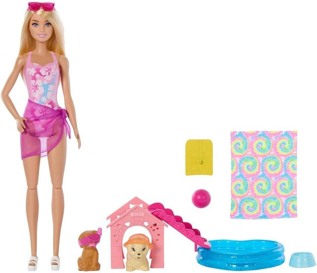 Mattel Barbie Welpen Pool Party Spielset, Puppe mit Hundepool - Bild 1