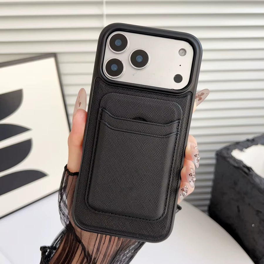 Luxuriöse magnetische Leder-Brieftaschenhülle mit Kartenhalter in Schwarz für iPhone 13, iPhone 15 Plus, iPhone 16E und iPhone 17 Pro Max - Bild 2