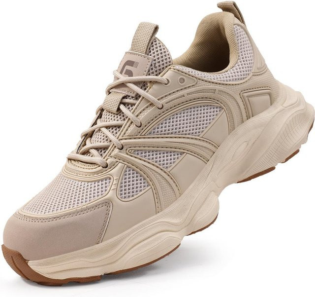 Arbeitssicherheitsschuhe Footwear Finds Sicherheitsstiefel in Beige mit Stahlkappe und Kevlar Einlegesohle Größe 43 - Bild 1