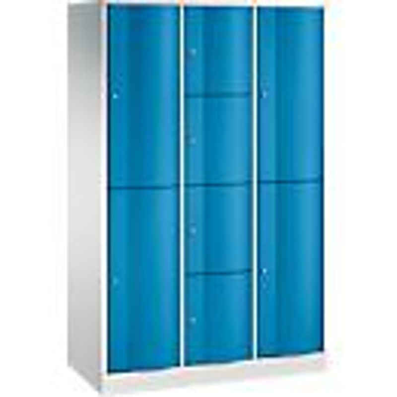 C+P Kombi-Schließfachschrank Resisto mit 3 Abteilen und 8 Fächern, Stahl, Lichtgrau/Lichtblau, B/T/H: 114,8 x 54,0 x 195,0 cm - Bild 3