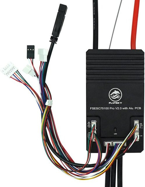 Flipsky 75100 Pro V2.0 VESC Geschwindigkeitsregler mit Ein-/Ausschalter aus Aluminium in Schwarz für E-Skateboard, Scooter und E-Bike - Bild 1