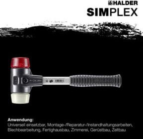 Halder Simplex Schonhammer mit Nylonkopf in Rot und Fiberglasstiel, Durchmesser: 50 mm - Bild 2
