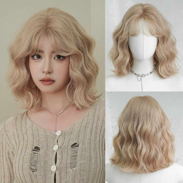 7JHH WIGS Perücke, kurze Wasserwellen, blond, Damen - Bild 1