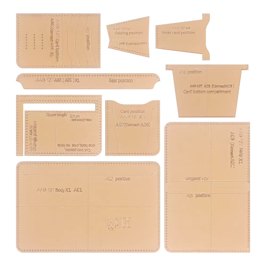 QJH DIY Leder-Bastelset zur Herstellung von Brieftaschen mit Acrylzeichnung und Mustern aus Kunststoff - Bild 2