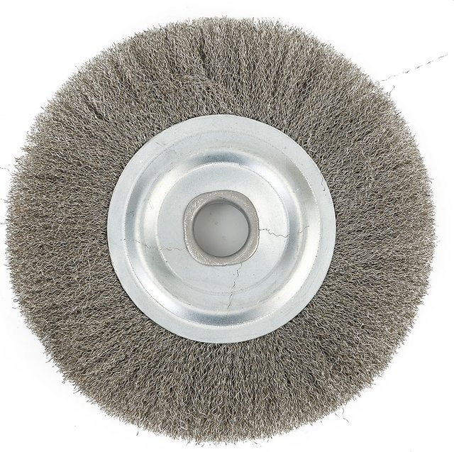 Vibratite Drahtbürstenrad aus gewelltem Edelstahl für Schleifmaschinen, Durchmesser: 5 Zoll, Farbe: Silber - Bild 1
