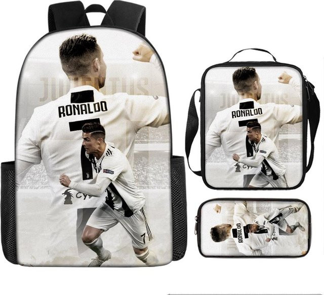 Dreiteiliges Schulrucksack-Set von Treasure Shoe House in Weiß mit bedruckter Federtasche für Schüler - Bild 1