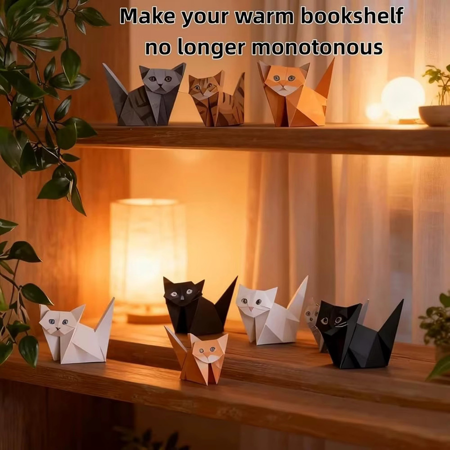 DIY Origami-Set für Katzen und Hunde mit vorbereiteten Linien, 50 oder 100 Blatt buntes Bastelpapier für 3D-Kunsthandwerk und Schreibtischdekoration - Bild 4